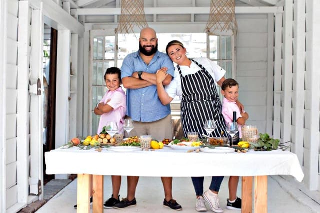 Jersey Caterer & Chef Lauren Van Liew with her husband and kids