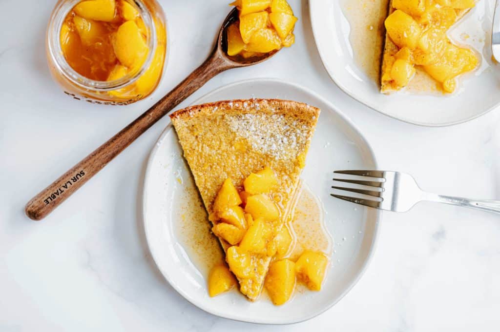 Chef Abbie Gellman's Dutch Oven Pancake With Peach Compote